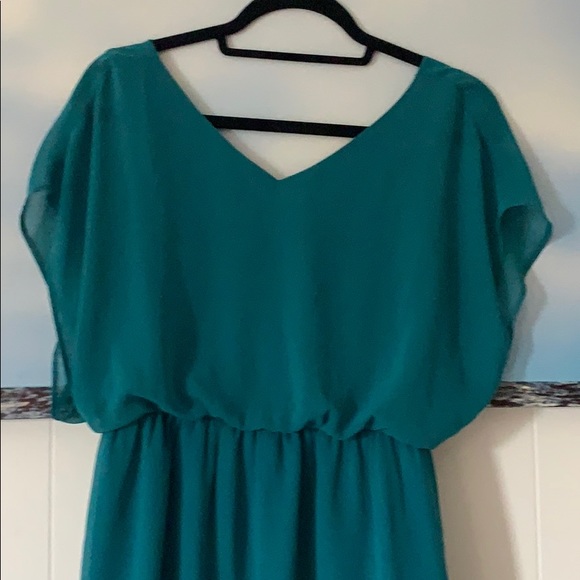 Lush Sheer Overlay V- Neck Dress - Picture 2 of 2